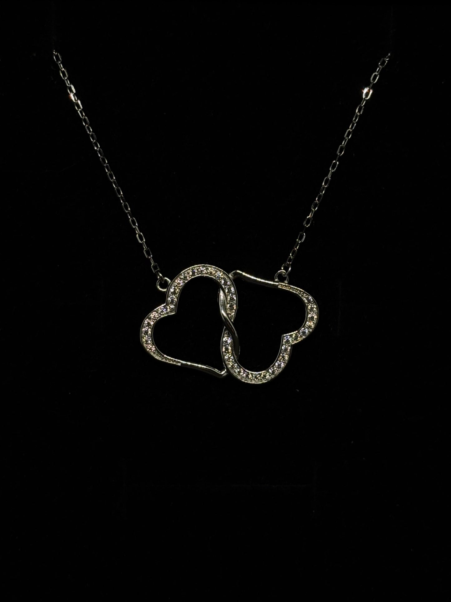 Colier din argint 925 cu doua inimi impletite