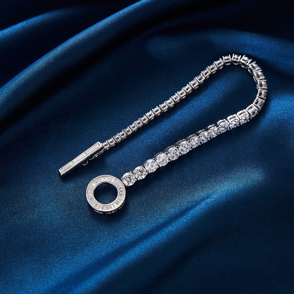 Bratara din argint 925, cu pietre stralucitoare, design geometric, culoare argintie, set elegant