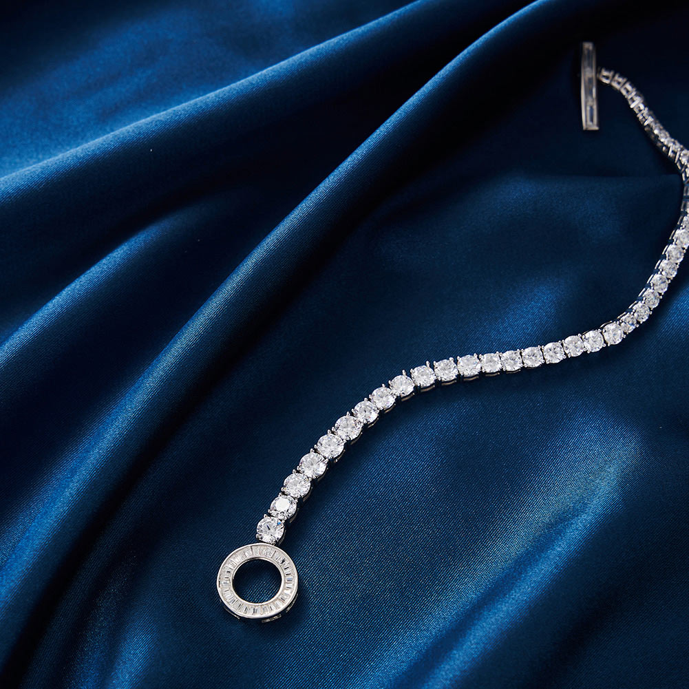 Bratara din argint 925, cu pietre stralucitoare, design geometric, culoare argintie, set elegant