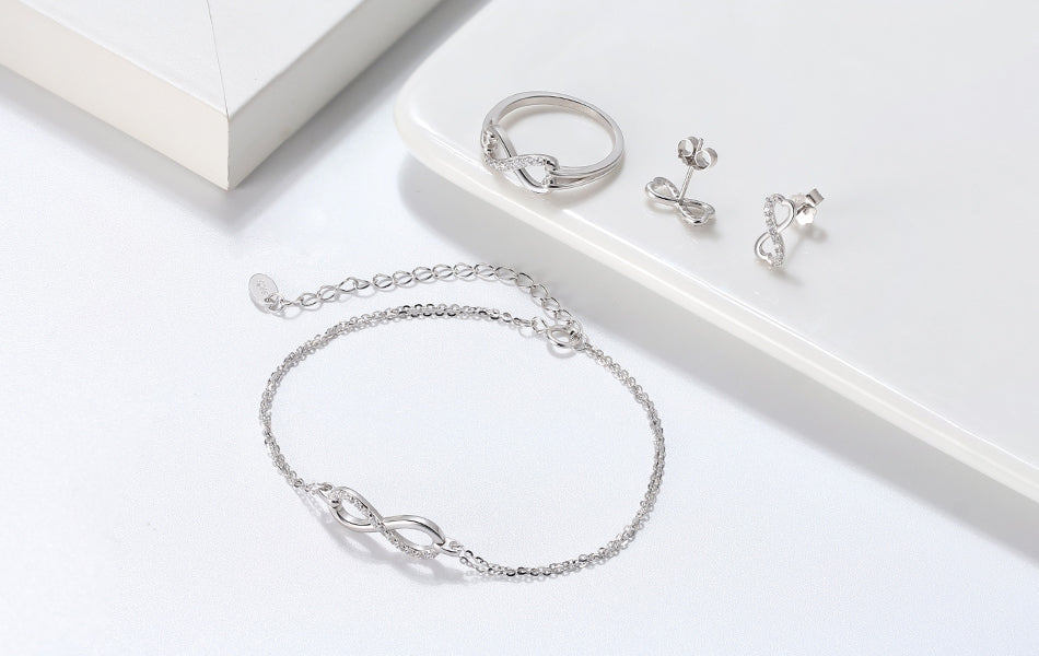 Brățară femei, argint 925, simbolul infinitului, cu zirconiu, elegantă, modernă