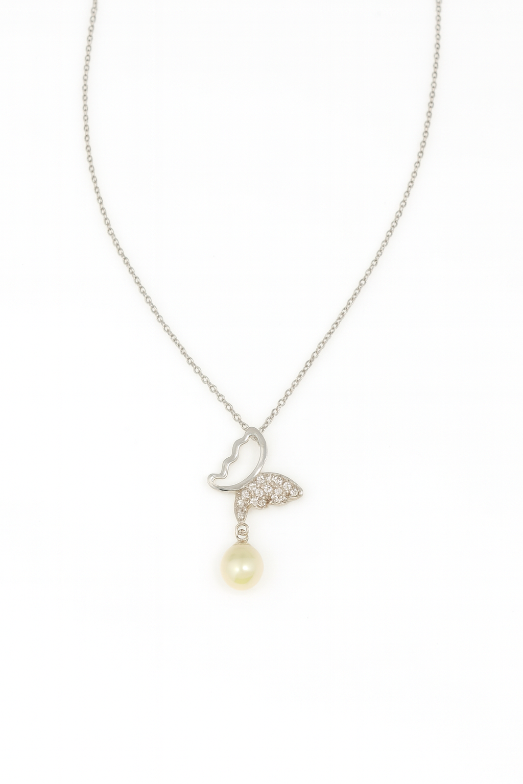 Colier din argint 925 cu pandantiv fluture si perla