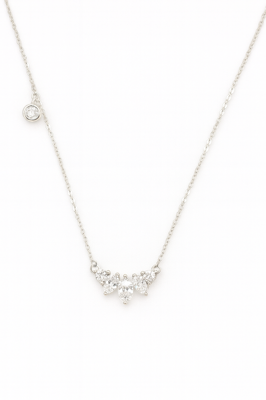 Colier din argint 925 cu pietre transparente si detalii asimetrice