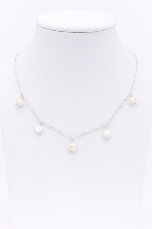 Colier din argint 925 cu 5 perle suspendate