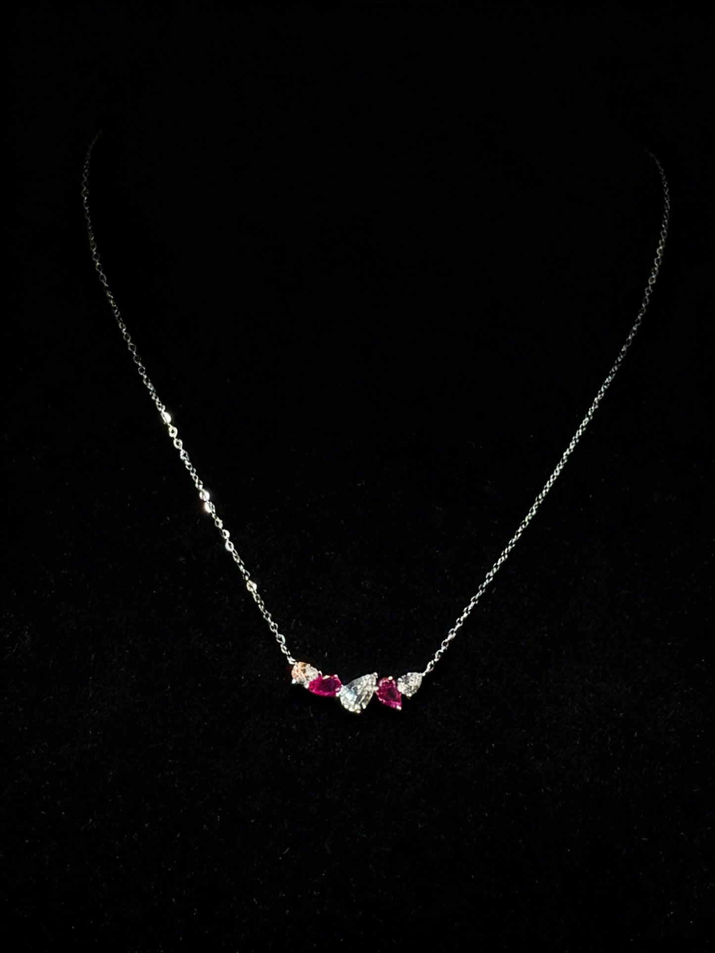 Colier din argint 925 cu pietre roz si transparente