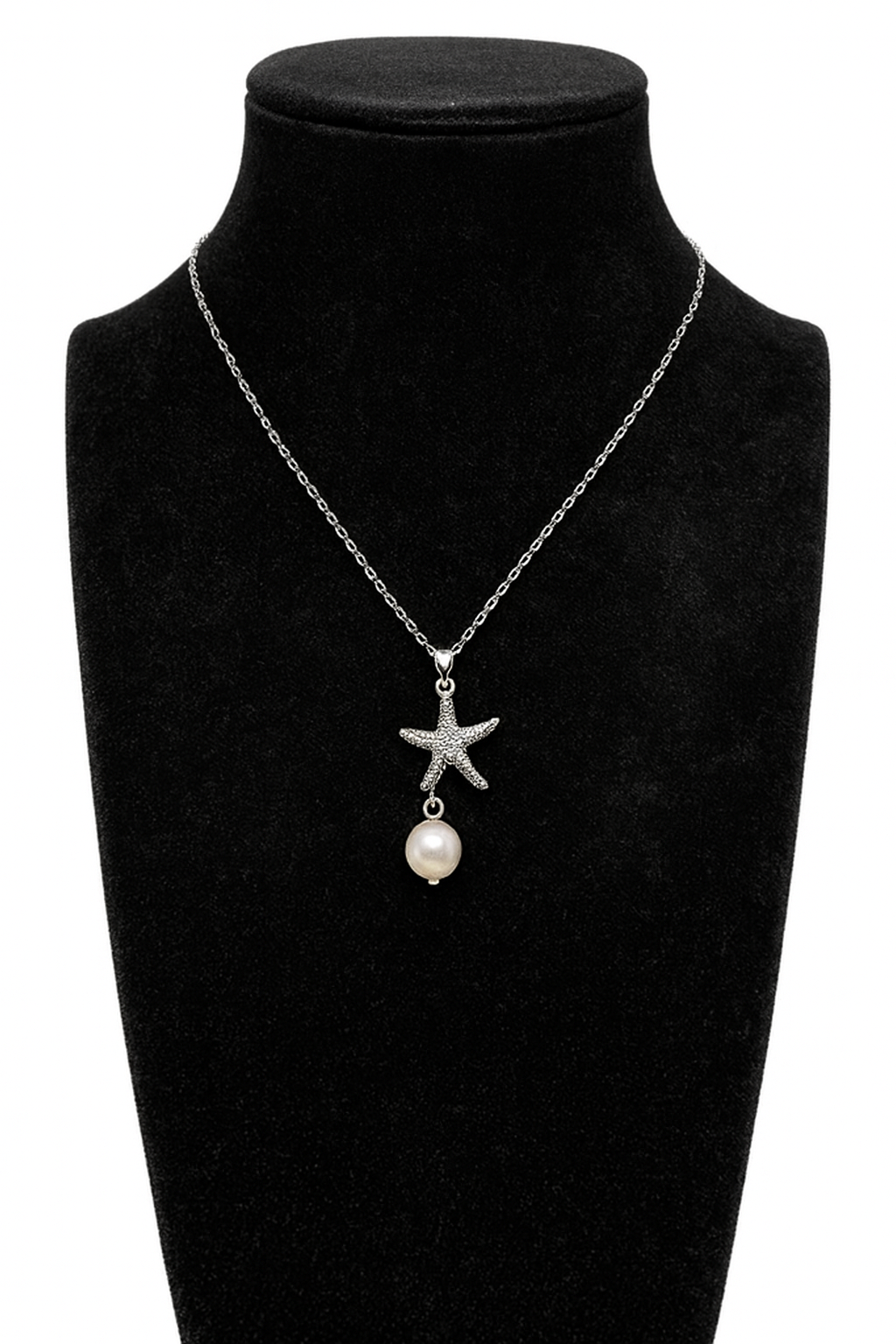 Colier din argint 925 cu pandantiv stea de mare si perla